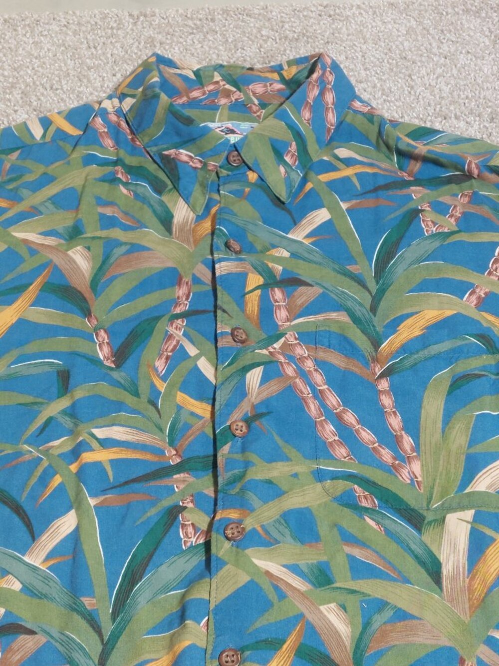 Reyn Spooner Spun Rayon Palm Tree Floral Camp Shirt Size L